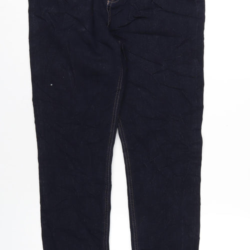 Marks and Spencer Womens Blue Cotton Straight Jeans Size 14 L29 in Regular Zip