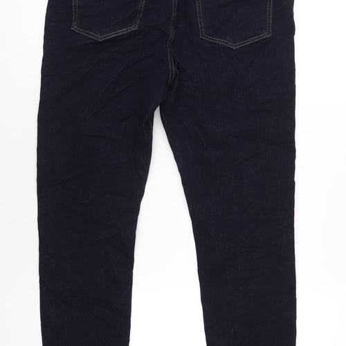 Marks and Spencer Womens Blue Cotton Straight Jeans Size 14 L29 in Regular Zip