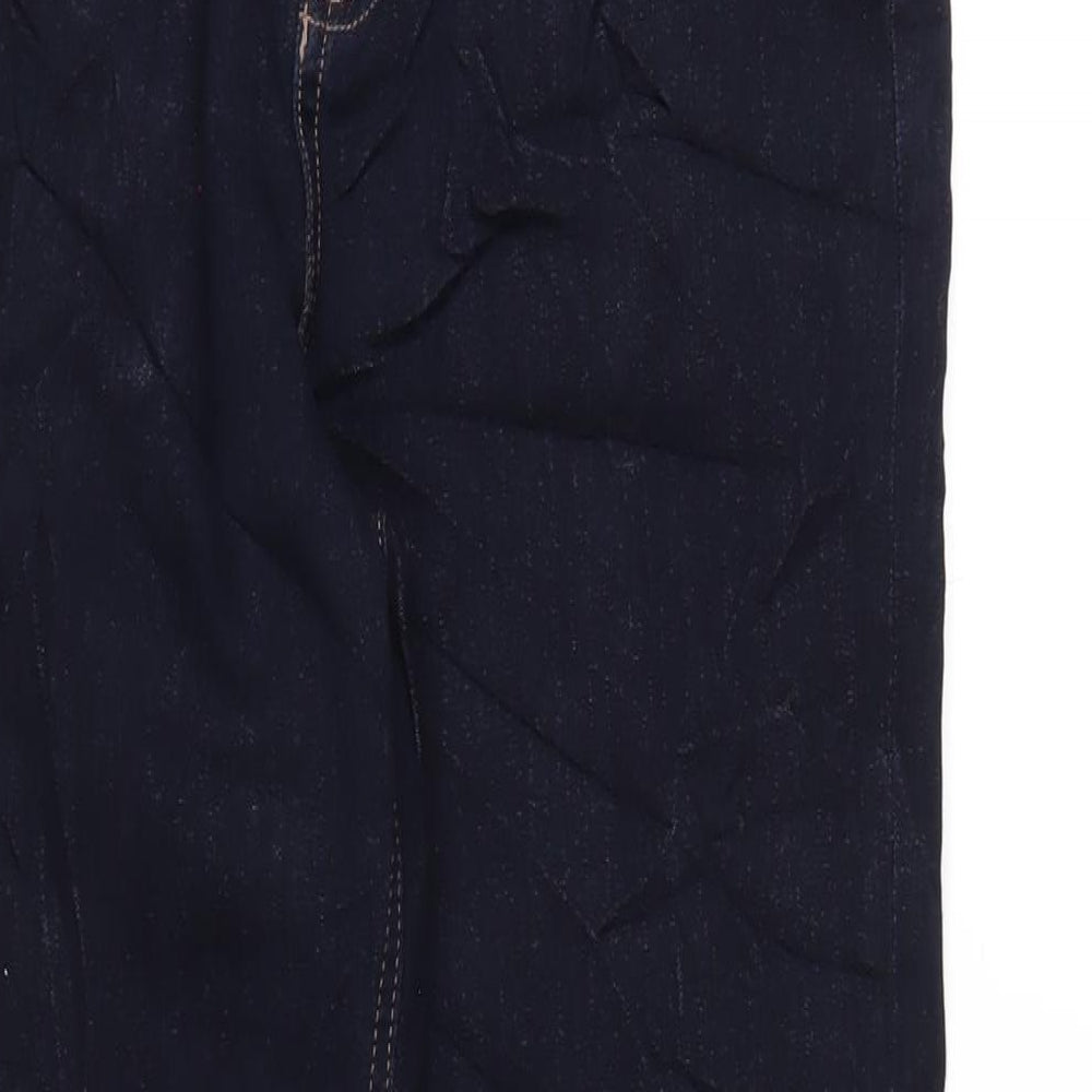 Marks and Spencer Womens Blue Cotton Straight Jeans Size 14 L29 in Regular Zip