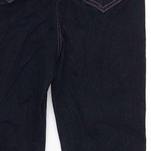 Marks and Spencer Womens Blue Cotton Straight Jeans Size 14 L29 in Regular Zip