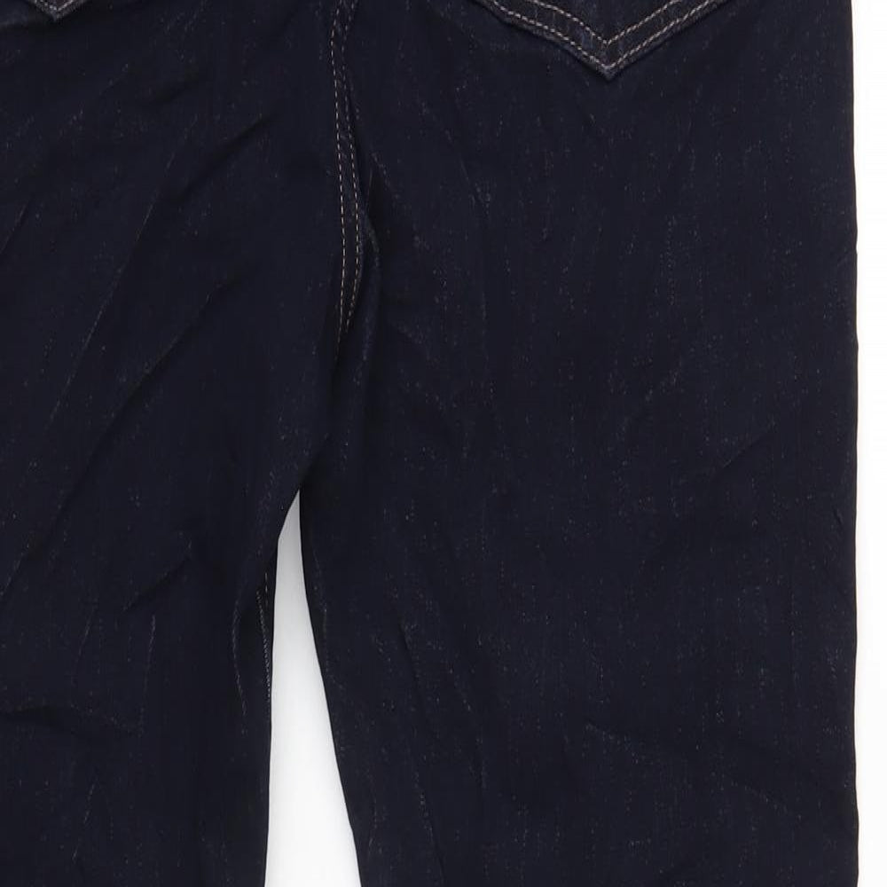 Marks and Spencer Womens Blue Cotton Straight Jeans Size 14 L29 in Regular Zip