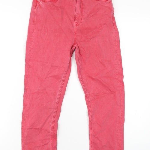 Marks and Spencer Womens Red Cotton Cropped Jeans Size 8 L23 in Regular Zip