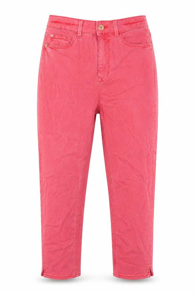 Marks and Spencer Womens Red Cotton Cropped Jeans Size 8 L23 in Regular Zip
