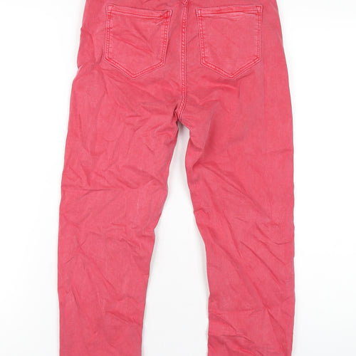 Marks and Spencer Womens Red Cotton Cropped Jeans Size 8 L23 in Regular Zip
