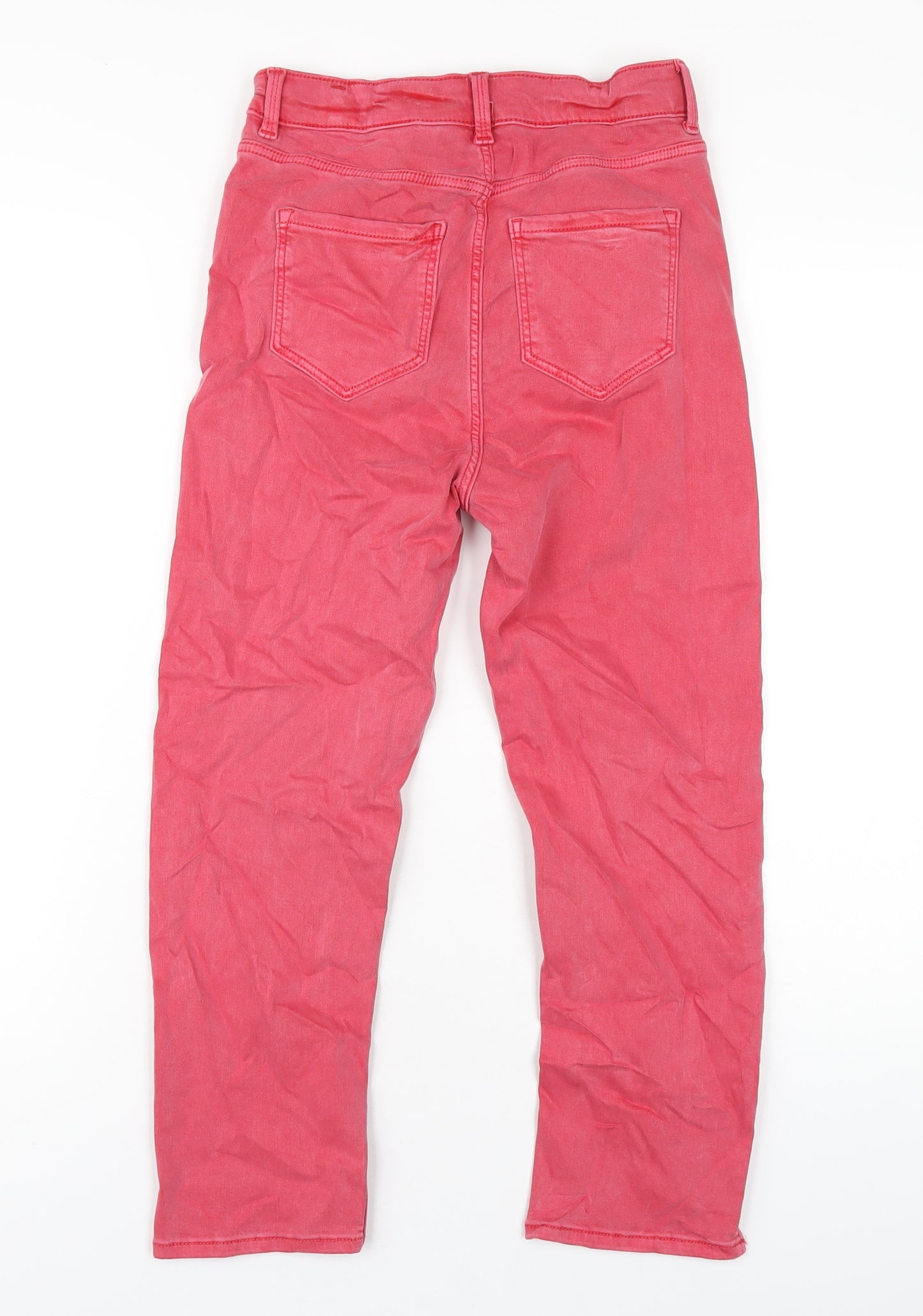 Marks and Spencer Womens Red Cotton Cropped Jeans Size 8 L23 in Regular Zip