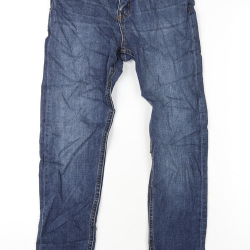 Marks and Spencer Womens Blue Cotton Skinny Jeans Size 6 L29 in Regular Zip