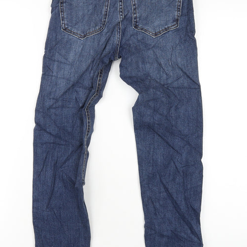 Marks and Spencer Womens Blue Cotton Skinny Jeans Size 6 L29 in Regular Zip