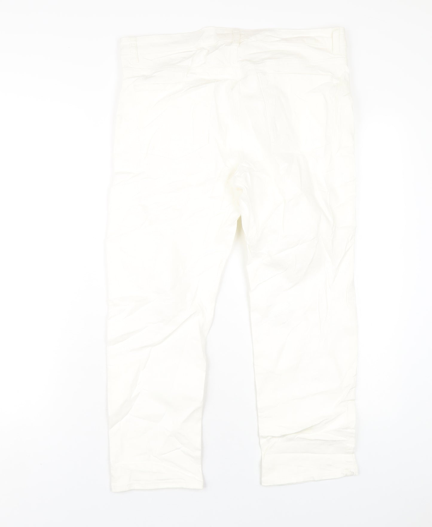 Marks and Spencer Womens White Cotton Straight Jeans Size 14 L24 in Regular Zip