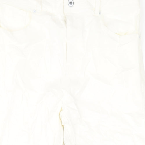 Marks and Spencer Womens White Cotton Straight Jeans Size 14 L24 in Regular Zip