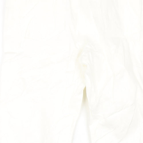 Marks and Spencer Womens White Cotton Straight Jeans Size 14 L24 in Regular Zip