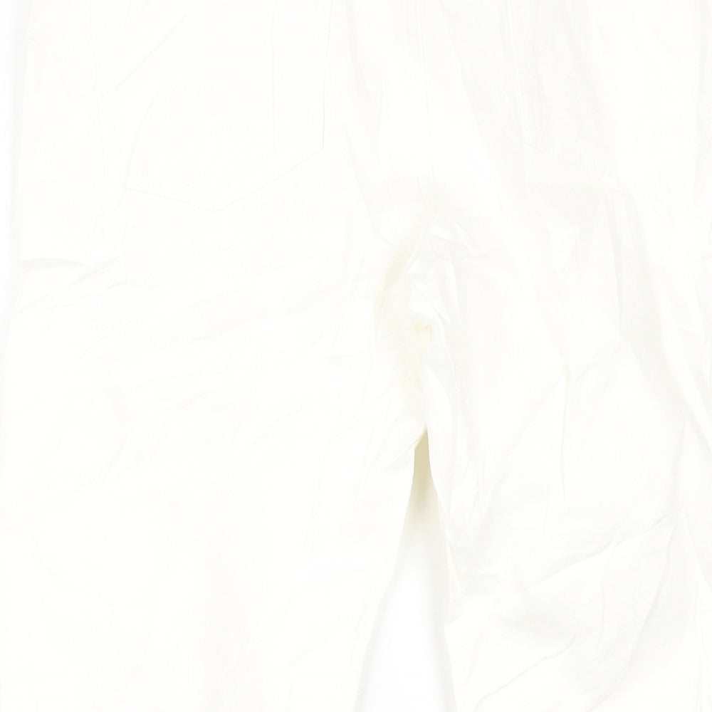 Marks and Spencer Womens White Cotton Straight Jeans Size 14 L24 in Regular Zip