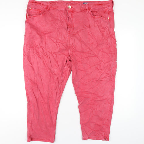 Marks and Spencer Womens Red Cotton Cropped Jeans Size 24 L23 in Regular Zip