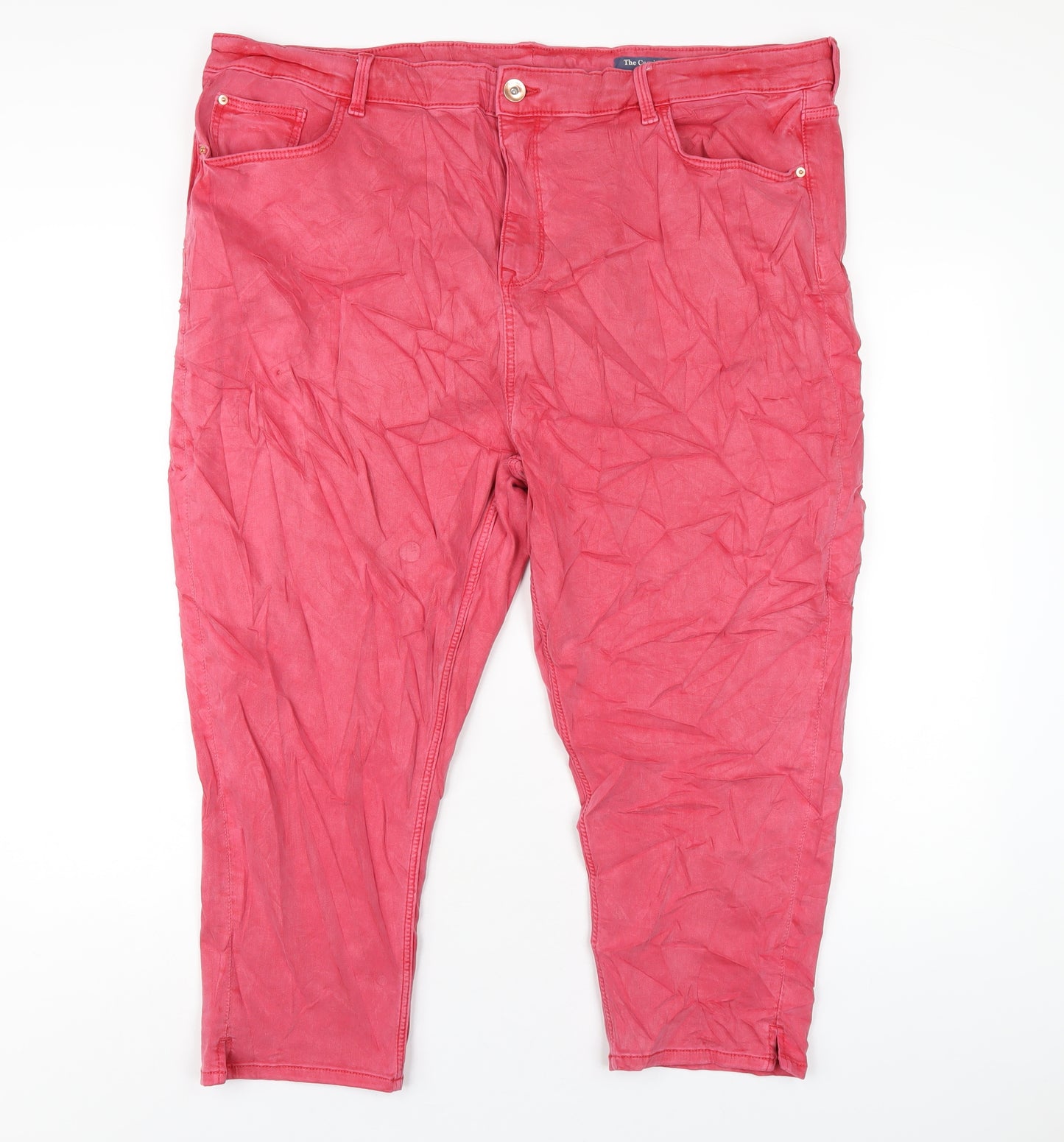 Marks and Spencer Womens Red Cotton Cropped Jeans Size 24 L23 in Regular Zip