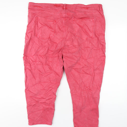 Marks and Spencer Womens Red Cotton Cropped Jeans Size 24 L23 in Regular Zip