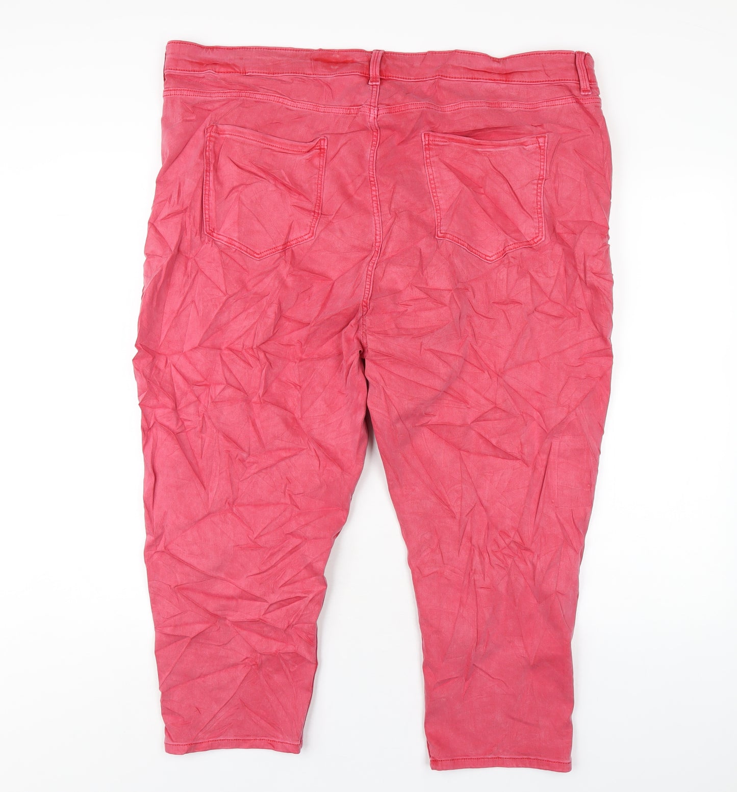 Marks and Spencer Womens Red Cotton Cropped Jeans Size 24 L23 in Regular Zip