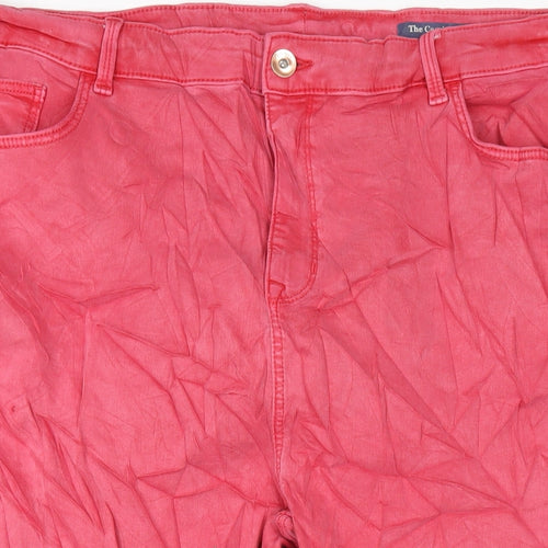 Marks and Spencer Womens Red Cotton Cropped Jeans Size 24 L23 in Regular Zip