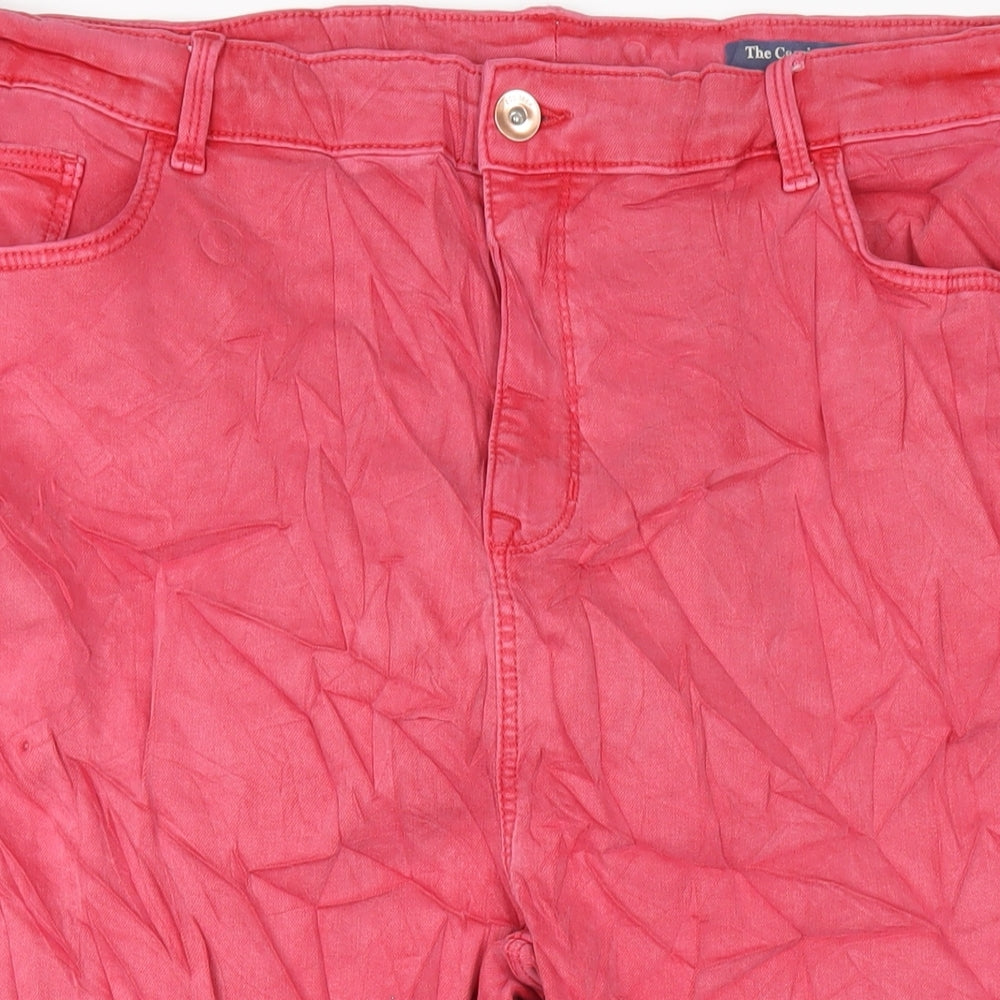 Marks and Spencer Womens Red Cotton Cropped Jeans Size 24 L23 in Regular Zip
