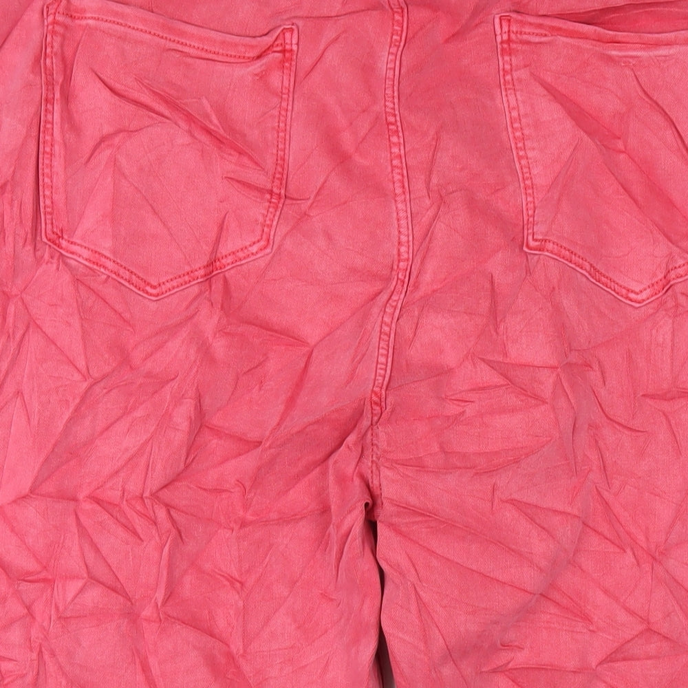 Marks and Spencer Womens Red Cotton Cropped Jeans Size 24 L23 in Regular Zip