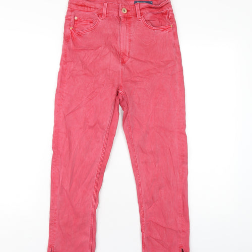 Marks and Spencer Womens Red Cotton Cropped Jeans Size 8 L23 in Regular Zip