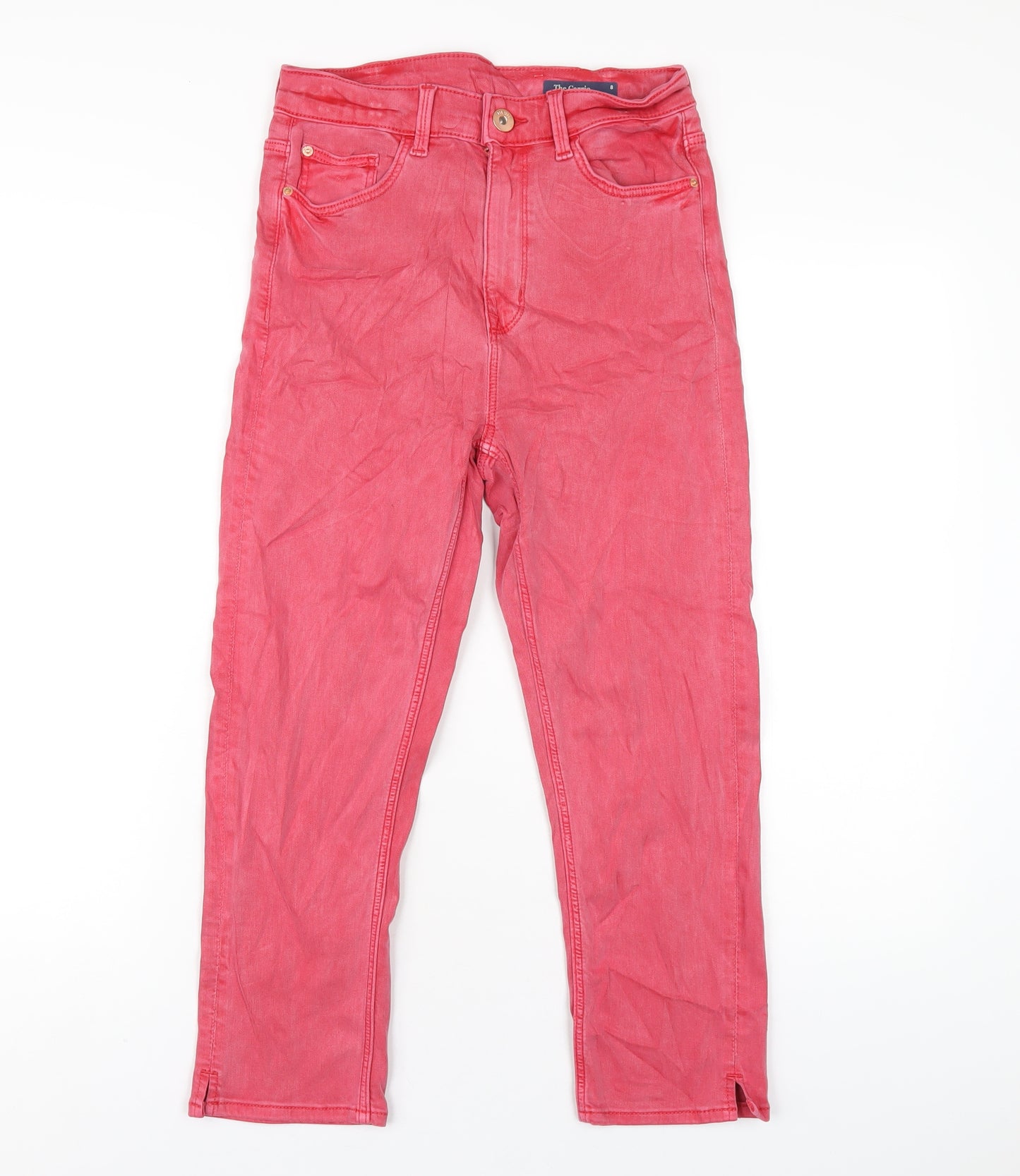 Marks and Spencer Womens Red Cotton Cropped Jeans Size 8 L23 in Regular Zip