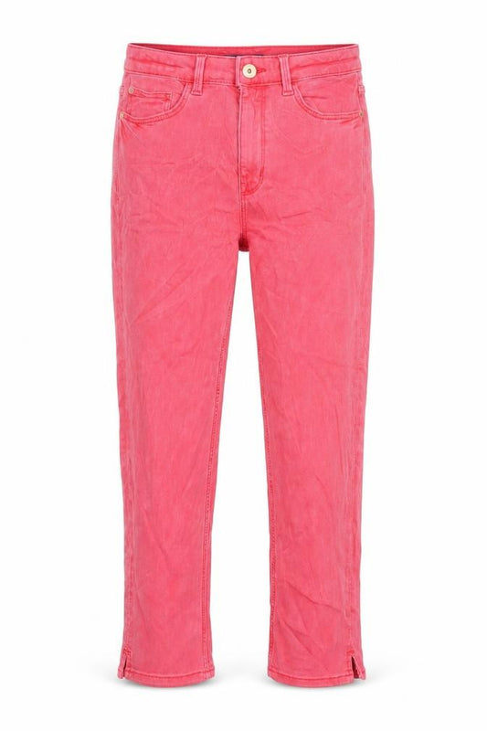 Front view of Marks & Spencer women’s red cotton cropped jeans, size UK 8, 23-inch leg regular zip