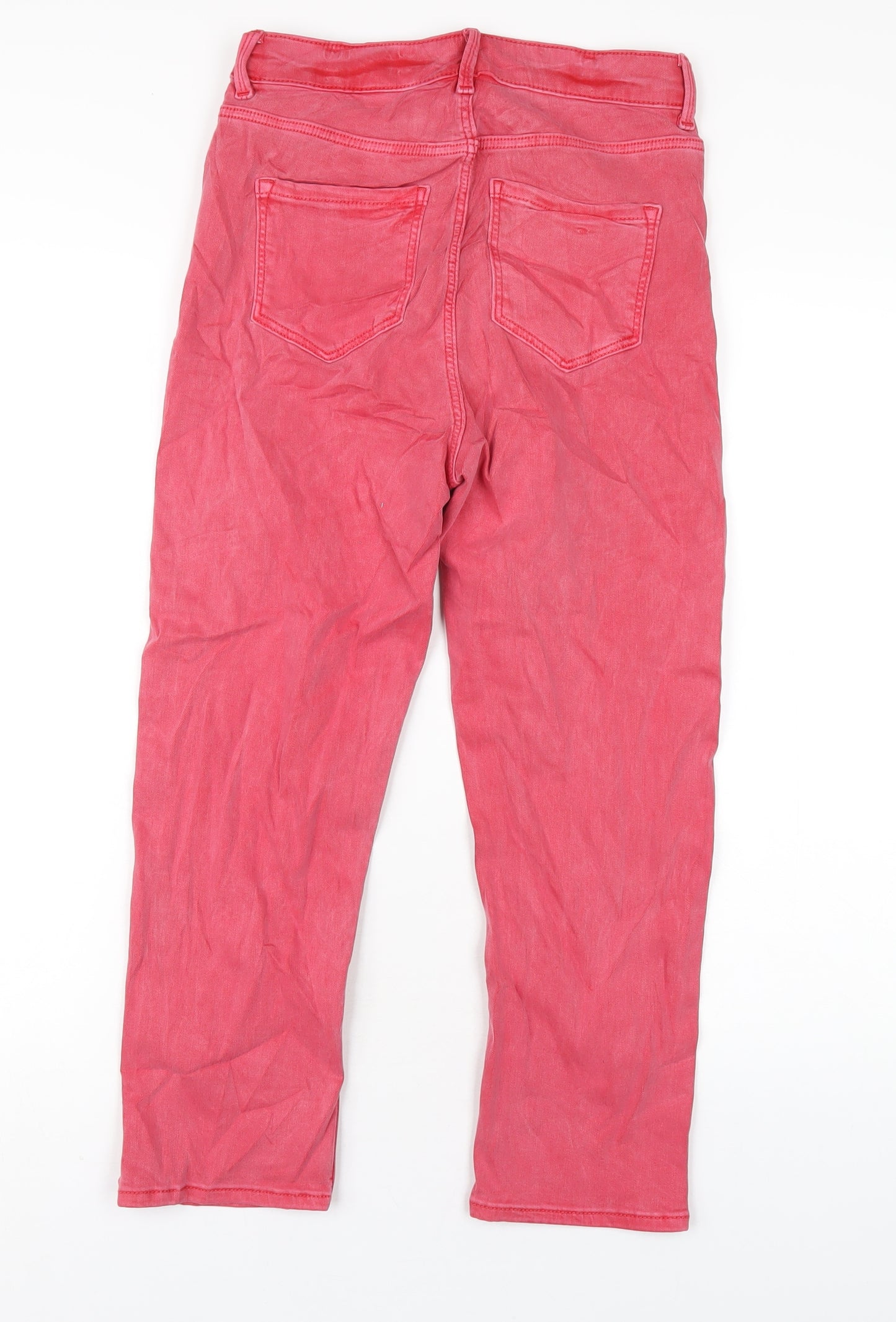 Marks and Spencer Womens Red Cotton Cropped Jeans Size 8 L23 in Regular Zip