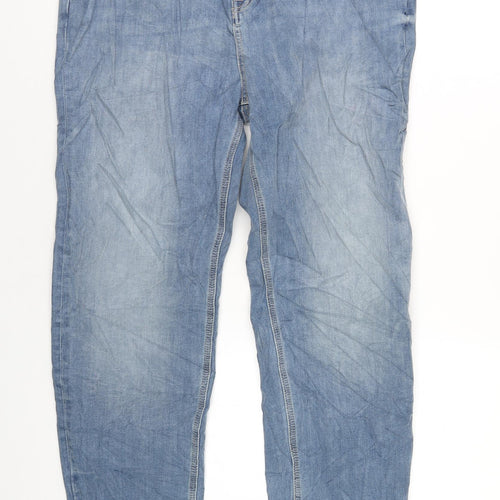 Marks and Spencer Womens Blue Cotton Straight Jeans Size 36 in L30 in Regular Zip