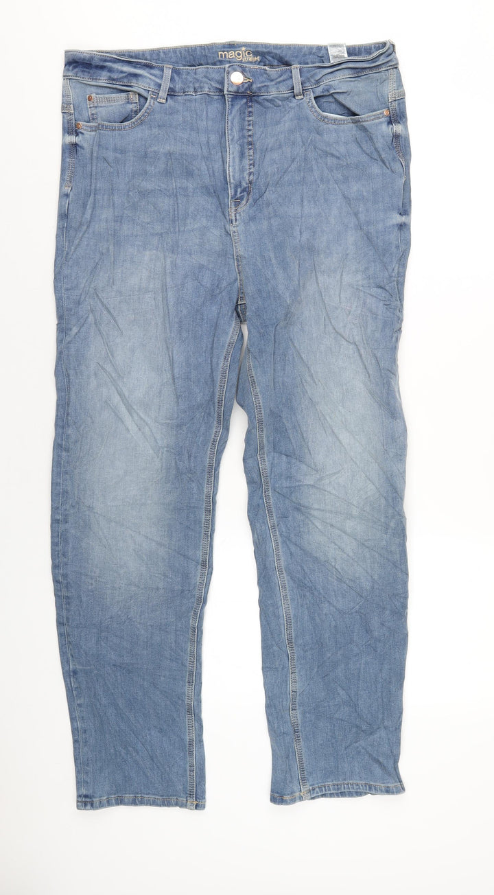 Marks and Spencer Womens Blue Cotton Straight Jeans Size 36 in L30 in Regular Zip