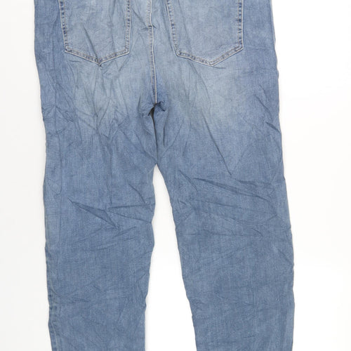 Marks and Spencer Womens Blue Cotton Straight Jeans Size 36 in L30 in Regular Zip