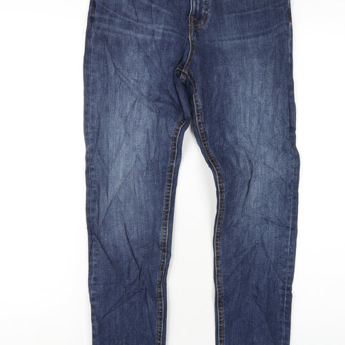 Marks and Spencer Womens Blue Cotton Skinny Jeans Size 8 L29 in Regular Zip