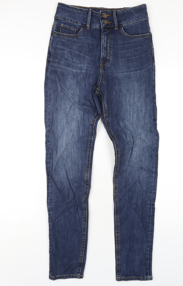 Marks and Spencer Womens Blue Cotton Skinny Jeans Size 8 L29 in Regular Zip