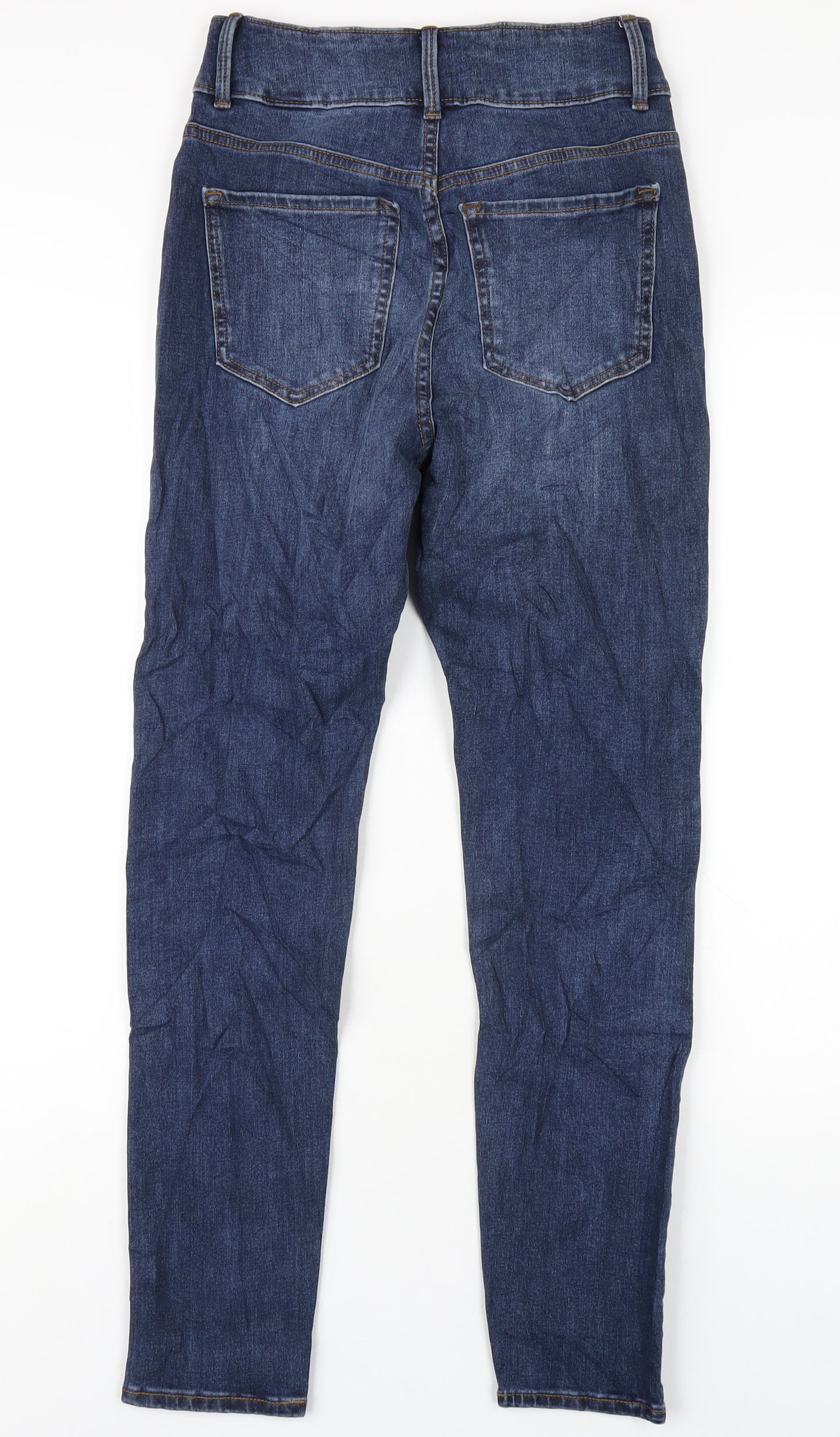 Marks and Spencer Womens Blue Cotton Skinny Jeans Size 8 L29 in Regular Zip