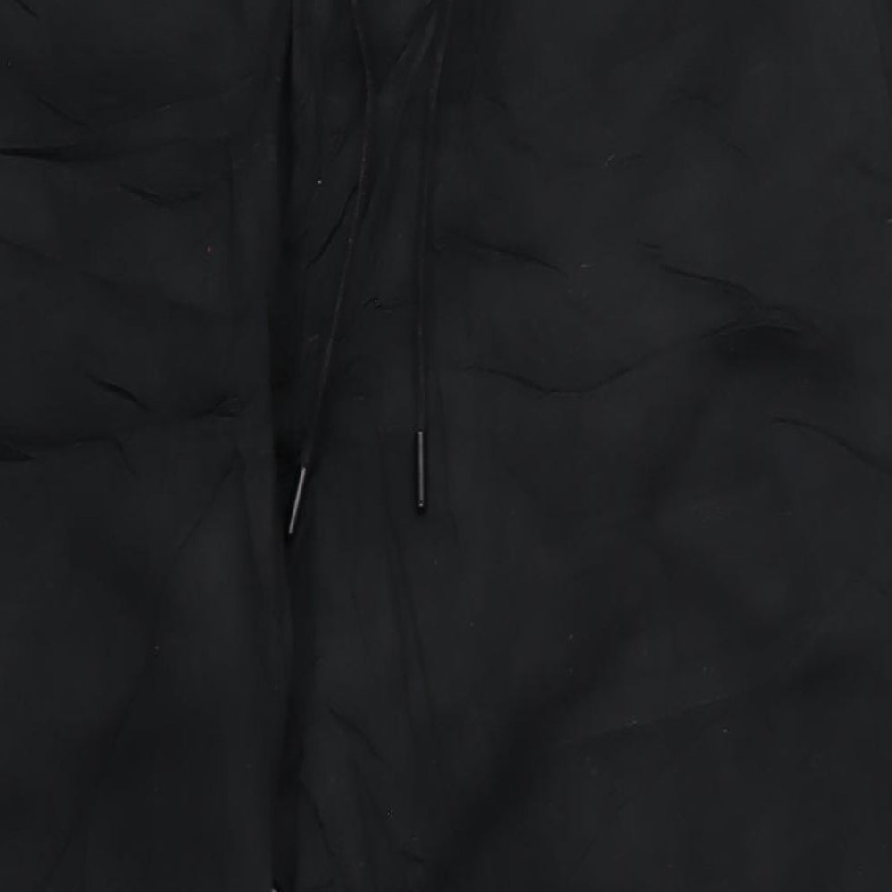 Marks and Spencer Mens Black Cotton Trousers Size XL L31 in Regular Drawstring