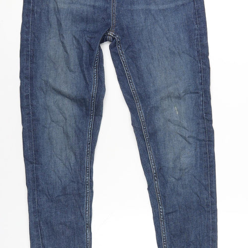 Marks and Spencer Womens Blue Cotton Skinny Jeans Size 8 L29 in Regular Zip