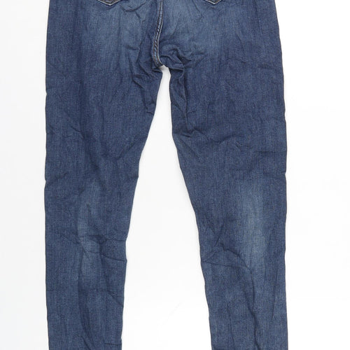Marks and Spencer Womens Blue Cotton Skinny Jeans Size 8 L29 in Regular Zip