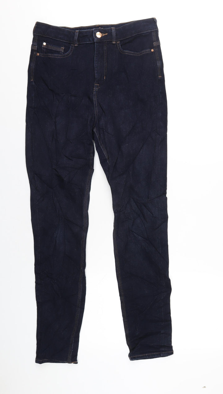Marks and Spencer Womens Blue Cotton Skinny Jeans Size 12 L30 in Regular Zip