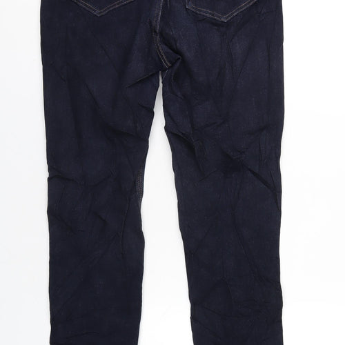 Marks and Spencer Womens Blue Cotton Skinny Jeans Size 12 L30 in Regular Zip