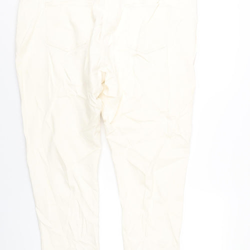 Marks and Spencer Womens Ivory Cotton Straight Jeans Size 24 L29 in Slim Zip