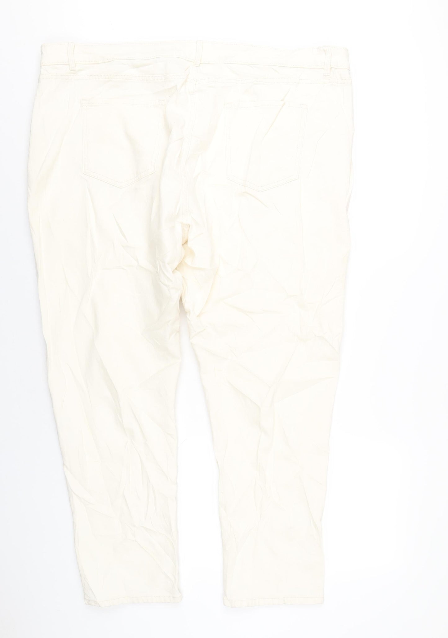 Marks and Spencer Womens Ivory Cotton Straight Jeans Size 24 L29 in Slim Zip