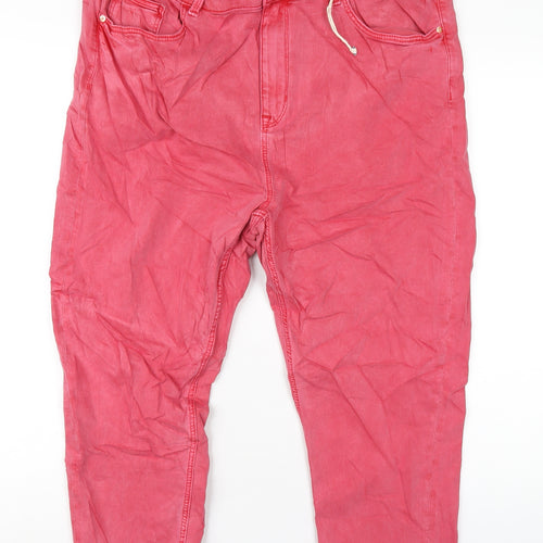 Marks and Spencer Womens Red Cotton Cropped Jeans Size 20 L23 in Regular Zip