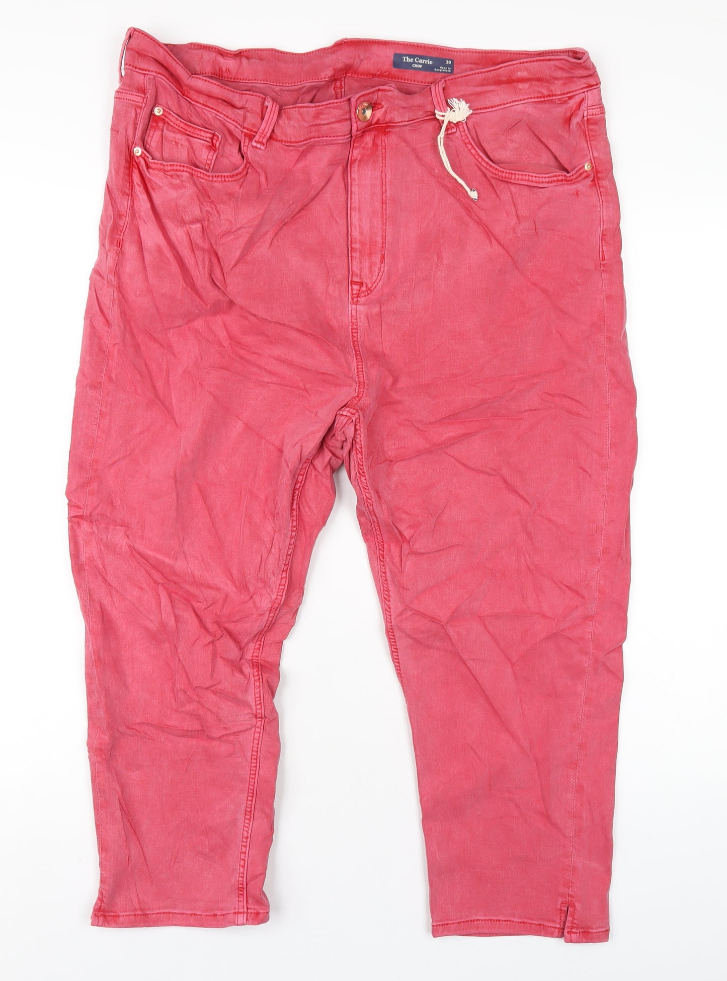 Marks and Spencer Womens Red Cotton Cropped Jeans Size 20 L23 in Regular Zip