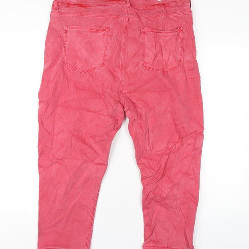 Marks and Spencer Womens Red Cotton Cropped Jeans Size 20 L23 in Regular Zip