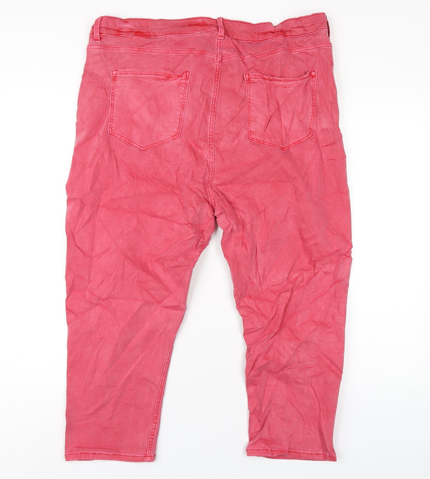 Marks and Spencer Womens Red Cotton Cropped Jeans Size 20 L23 in Regular Zip