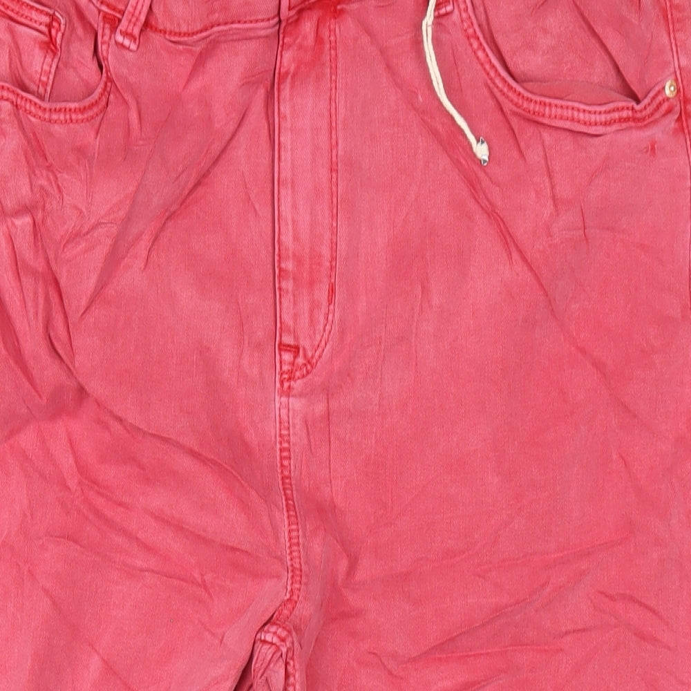 Marks and Spencer Womens Red Cotton Cropped Jeans Size 20 L23 in Regular Zip