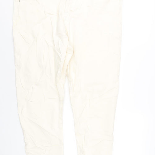 Marks and Spencer Womens Ivory Cotton Straight Jeans Size 22 L30 in Slim Zip