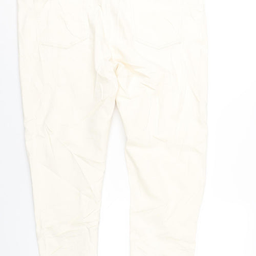 Marks and Spencer Womens Ivory Cotton Straight Jeans Size 22 L30 in Slim Zip