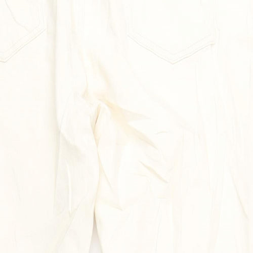 Marks and Spencer Womens Ivory Cotton Straight Jeans Size 22 L30 in Slim Zip