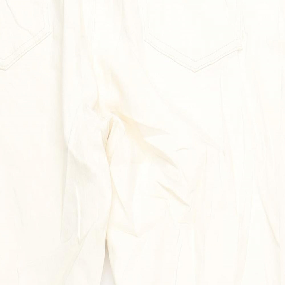 Marks and Spencer Womens Ivory Cotton Straight Jeans Size 22 L30 in Slim Zip
