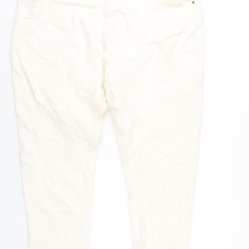 Marks and Spencer Womens Ivory Cotton Straight Jeans Size 22 L29 in Slim Zip