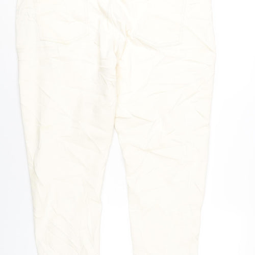 Marks and Spencer Womens Ivory Cotton Straight Jeans Size 22 L29 in Slim Zip